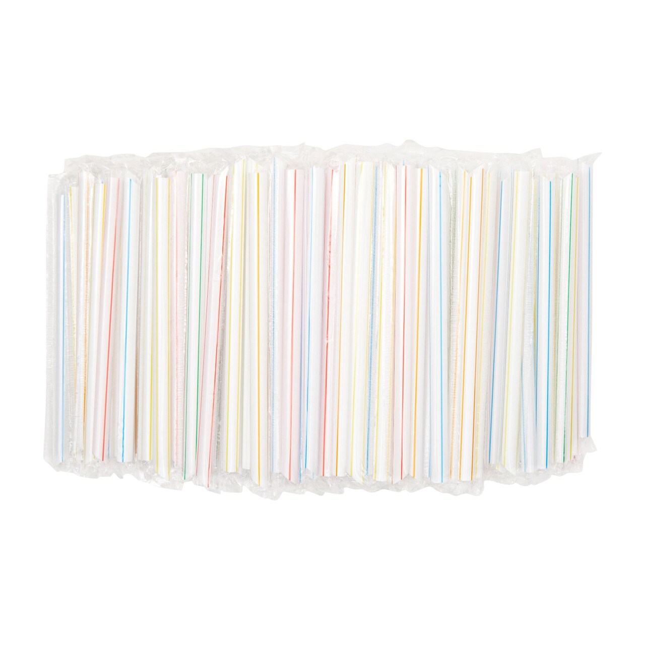 200 Pack Individually Wrapped Boba Tea Straws with Stripes, Jumbo Size (8.5 In, 5 Colors)